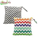 Ohbabykaおむつポーチ マルチポーチ おむつ入れ おしりふき オムツポーチ 出産祝い 消臭＆抗菌 折りたたみ 簡単収納 おしりふきケース おしりふきポーチ2点セット (NPG0109)