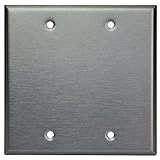 Enerlites空白ステンレススチール壁プレート、標準サイズ 2-Gang Stainless Steel 7702
