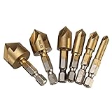 Hansin 面取りカッター バリ取り セット 六角軸 5枚刃 高速度鋼工具6-19mm 6本組