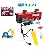 【三方良し】ウインチ 家庭用 電動ウインチ(ホイスト) 100V ホイスト 吊り上げ　最大能力600kg　 リモコンコード長さ:5m