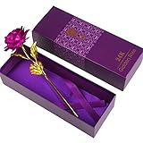 Solediゴールドローズ24 Kゴールドローズ花BEST FOR THEバレンタインの日、母の日、誕生日、結婚式典の証明書付きand Free Luxuryギフトパッケージ 11
