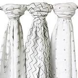 Ziggy Baby Muslin Swaddle Blanket Set, Grey/White, by Ziggy Baby