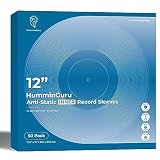 HumminGuru ハミングル レコード LP 内袋 厚み0.08 MM 静電防止素材入り LP丸型レコード袋 50枚 高密度ポリエチレン(HDPE) アシッドフリー (12" レコード LP 内袋)