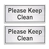 2 - Pack Bathroom Rules Signs – Please Keep Clean Signs、アルミ、自己粘着バスルーム用装飾Signs forビジネス、ホーム使用、シルバー – 7