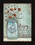 Enjoy the little things Tonya Crawford Mason Jar花サイン入りアート画像壁装飾 PL-TLC334-ES-12x16