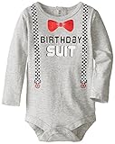 Kidtopia赤ちゃん男の子誕生日ボディスーツwith Suspenders カラー: グレイ