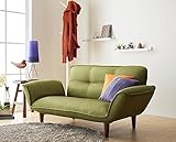 リクライニングカウチソファ【Esta】エスタ　ファブリックタイプ《２人掛け、ポケットコイル仕様、日本製、脚取り外し可》 (グリーン)