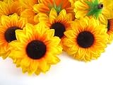 ( 24 )シルクイエローひまわりSun Flower Heads , Gerber Daisies – 1.5 " – 人工花ヘッドファブリック花柄Supplies卸売ロットのウェディング花アクセサ