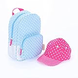 Mini Glitterバックパックwith Polka Dots and funポルカドットベースボールキャップセット – ブルー/ピンク