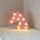 LEDヘッドライト動物ユニコーンナイトランプ子供寝室ホーム装飾、Accmor Light Upクリスマスパーティー壁装飾用電池式(ピンク)