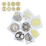 デコ素材 金属ステッカー 神聖幾何学模様ステッカー エネルギーステッカー 六芒星ステッカー 生命の花 Metatron Cubeのステッカー ゴールド3cm 8種類 (8 種, 1セット)