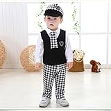 春秋子供服 ベビー服 男の子 キッズ・子供用 長袖 洋装フォーマル シャツ/ベスト/ズボン 七五三 発表会 厚手 上下セット G(80#)