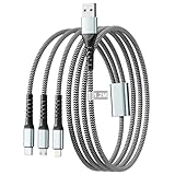 3in1 充電ケーブル,USB C ケーブル iPhone 充電コード タイプc 1.2m Lightning ケーブル 複数のコード ナイロン編み線 Type-C 充電コード3台同時給電可能Lightning/micro USB/USB C充電ケーブル付き 対応iPhone 17 16 15 14 13 X サムスン ギャラクシー Android タイプC スマートフォン 各種対応