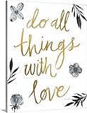 Sara Zieve Millerプレミアムシックラップキャンバス壁アート印刷題名Do All Things With Loveブラックandホワイト 16" x 20" 2293575_24_16x