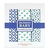 Hudson Baby Muslin Swaddle Blankets, Blue, 3 Count by Hudson Baby [並行輸入品]
