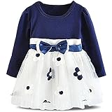 ZAH 子供服 ドレス ガールズワンピース フォーマルドレス キッズ 女の子 お嬢様 リボン付き 可愛い 発表会 結婚式 演奏会 パーティー(Blue,6M)