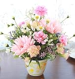 山久【母の日ギフト】 カーネーションやデージーのアレンジ 529563g 【CT触媒加工】【シルクフラワー】【造花】