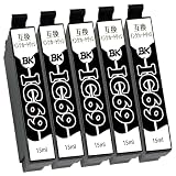 【Kraoi】IC69-BK ICBK69 ブラック 5本セット エプソン用 砂時計 互換インクカートリッジ 純正と併用 大容量 残量検知対応 増量 IC-チップ付き 対応機種:PX-045A/ PX-046A/ PX-047A/ PX-105/ PX-405A/ PX-435A/ PX-436A/ PX-437A/ PX-505F/ PX-535F/ PX-S505