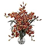 Nearly Natural 1300-BG Large Cymbidium with Vase Arrangement, Burgundy by Nearly Natural