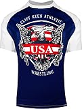 Cliff Keen大人用Historic Eagle Loose半袖Sublimated Wrestling Top (ロイヤルブルー、2 x S )
