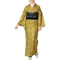 Amazon | [dear-japan] 着物 小紋タイル きれどり 格子 からし 