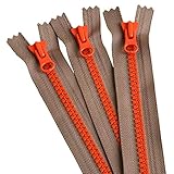 Y.K.K 8ビスロンファスナー 20cm グレー×オレンジ 3本入 8VSC20-CO3