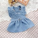YBGGJO ワンピース ドレス デニム 犬服 春夏 お姫様 スカート ペット用プリンセススカート ペット服 ドッグウェア ワンちゃん 可愛い 女の子 子犬服 中小型犬 犬洋服 猫服 (空色, M)