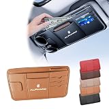GRQ ALPHARD対応 サンバイザー 車 収納 ポケット 新型 アルファード対応 ALPHARD 40系 / 30系 / 20系用 多機能 眼鏡ホルダー カード 小物収納 車用 アクセサリー 収納バッグ PUレザー製 マグネット式 伸縮ベルト 簡単取付 車内整理 便利グッズ (カーキ色)