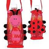 ステファンジョセフ【ハリウッドスター&セレブ御用達】女の子用レッドてんとう虫マスコット付メッシュペットボトルホルダー,テントウムシ,ペットボトルケース,Stephen Joseph,赤,遠足【並行輸入