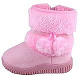 Snone秋冬 子供靴 滑り止め 暖かい 雪靴 女の子 リボン付 かわいい 防寒　雨雪天気 柔らかい 通学　通園　発表式