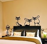 Dailinming 4 black fashion cat wall stickers/ living room decor/ tv wall decor/decor child bedroom w