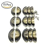 diaosnx家具ハンドルノブ引き出し食器棚キャビネットドアシェルプルハンドルアンティークブロンズ( 15個パック)