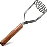 Stainless Steel Potatoes Masher Garlic Press Cooking and Kitchen Tools (Wooden Handle)