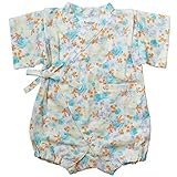 《初夏盛夏対応》(日本製) Pample Mousse(パンプルムース) Wガーゼ水彩タッチ花総柄甚平ロンパス 60cm /SA NO.DP-72462