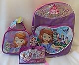 Sofia The First Backpack, Isulated Lunch Bag and Royal Jewelry Set Bundle (Pink, Purple) [並行輸入品]