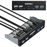 Mzhou USB2.0 + 3.0金属フロント、5.25インチ19Pinフロントパネルアダプター、4つのUSB 3.0ポートハブおよび（1HDオーディオポート/1TPY-Cポート/1マイク入力）