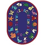 Joy Carpets Kid Essentials Early Childhood ABC Animals Rug Blue 7'8 x 10'9 [並行輸入品]