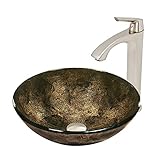 VIGO Sintra Glass Vessel Bathroom Sink and Linus Vessel Faucet with Pop Up, Brushed Nickel [並行輸入品]