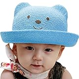 アップルスノー(applesnow) 赤ちゃんを日差しから守る ベビー 用 麦わら帽子 くま 耳 付き 男女 兼用 帽子 男の子 女の子 (頭囲48cmブルー)