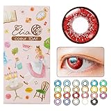 エティア-クールワンデー-全23色【1箱6枚入り】宝石発色の2次元カラコン 赤 レッド ガーネット -4.00