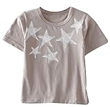 Plus Nao(プラスナオ) Tシャツ シャツ 半袖 プリント 星 スター トップス 子供服 男の子 女の子 キッズ カジュアル 100 110 120 130 140 グレー 120