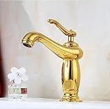 LI Antique gold-plated brass bathroom sink faucet. Vintage wash basin faucetLIアンティークゴールドメッキ真ちゅうの浴室のシ