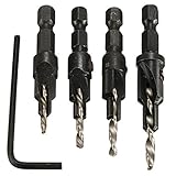 Obecome 4-Piece Countersink Drill Bit Sets with 1/4 Hex Shank Sets#6 #8 #10 #12 Screw Size [並行輸入品]