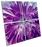 パープル花柄フラワーバイオレットマルチキャンバス壁アート正方形画像額入りプリント 150cm wide x 150cm high