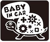 imoninn BABY in car ステッカー　【マグネットタイプ】　No.53　カメさん　（黒色）