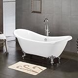 アクリルDouble Ended Slipper Bathtub 68 " x 28 " with No蛇口Drillings and Brushedニッケルフィート