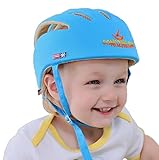 CREDIBLE　ベビー・幼児 用 可愛い 洗える スポンジ ヘルメット 綿100％ CREDIBLEオリジナルバッグ付 (ブルー)