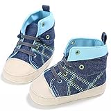 ベビーシューズ　ファーストシューズ　ファッション　男の子　キャンバス　歩行練習　柔らかい　ソフト (S, ブルー)