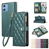 Rosbtib 用の Motorola moto g64 5G ケース 手帳型 moto g64y 5G ケース 財布型 カバー モトローラ モトg64 ケースファスナー型 小銭入れ MOTO G64 携帯カバー カード収納 MOTO G64 5G スマホケース エレガント チェック柄 刺繍 高級PUレザー 肌触り良い ストラップ付き マグネット式開閉式 スタンド機能 全面保護(ブラック)