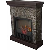Home Polyfiber Electric Fireplace, 26, Realistic flame, 1250W heater, Tan by Shanghai